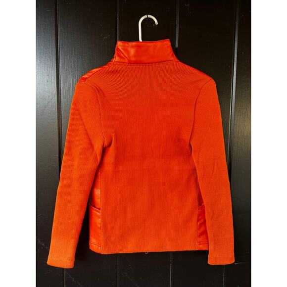 Fly Riders Orange Vegan Leather Ribbed Zip Jacket Moto Style Small - Picture 5 of 5